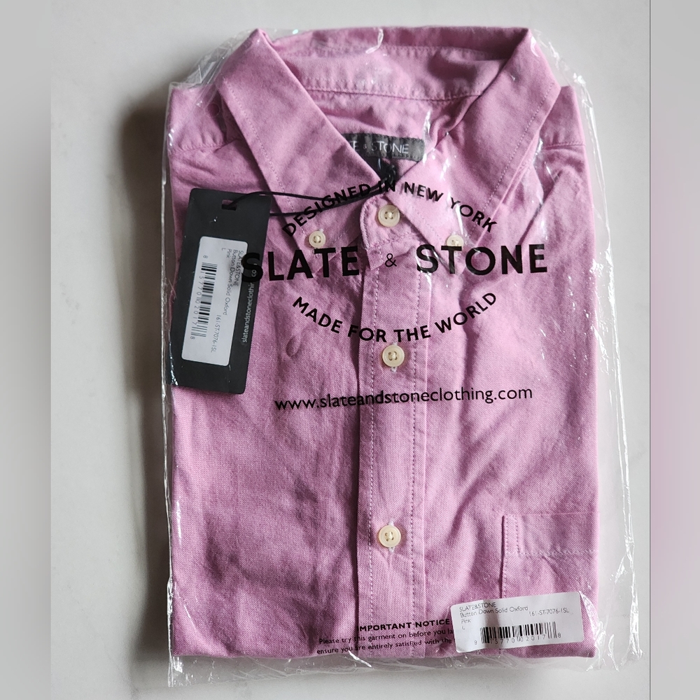Slate & Stone button down solid oxford shirt Size L Pink